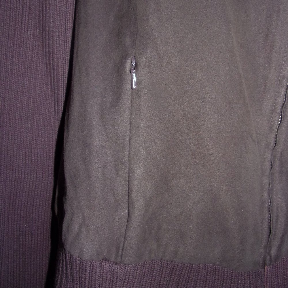 EP Pro Ladies Golf Jacket Brown Faux Suede Ribbed Knit Zippered Size S/P - Picture 4 of 11